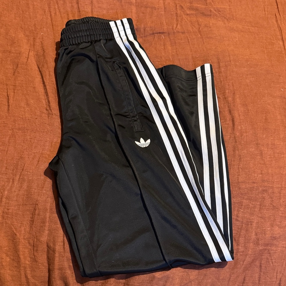 adidas Black Track Pants with White Stripes